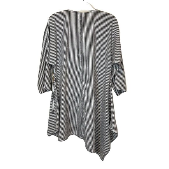 Striped Tie Front Cardigan Asymmetrical Lagenlook Boho Grunge Cover Up Size M - Picture 4 of 12
